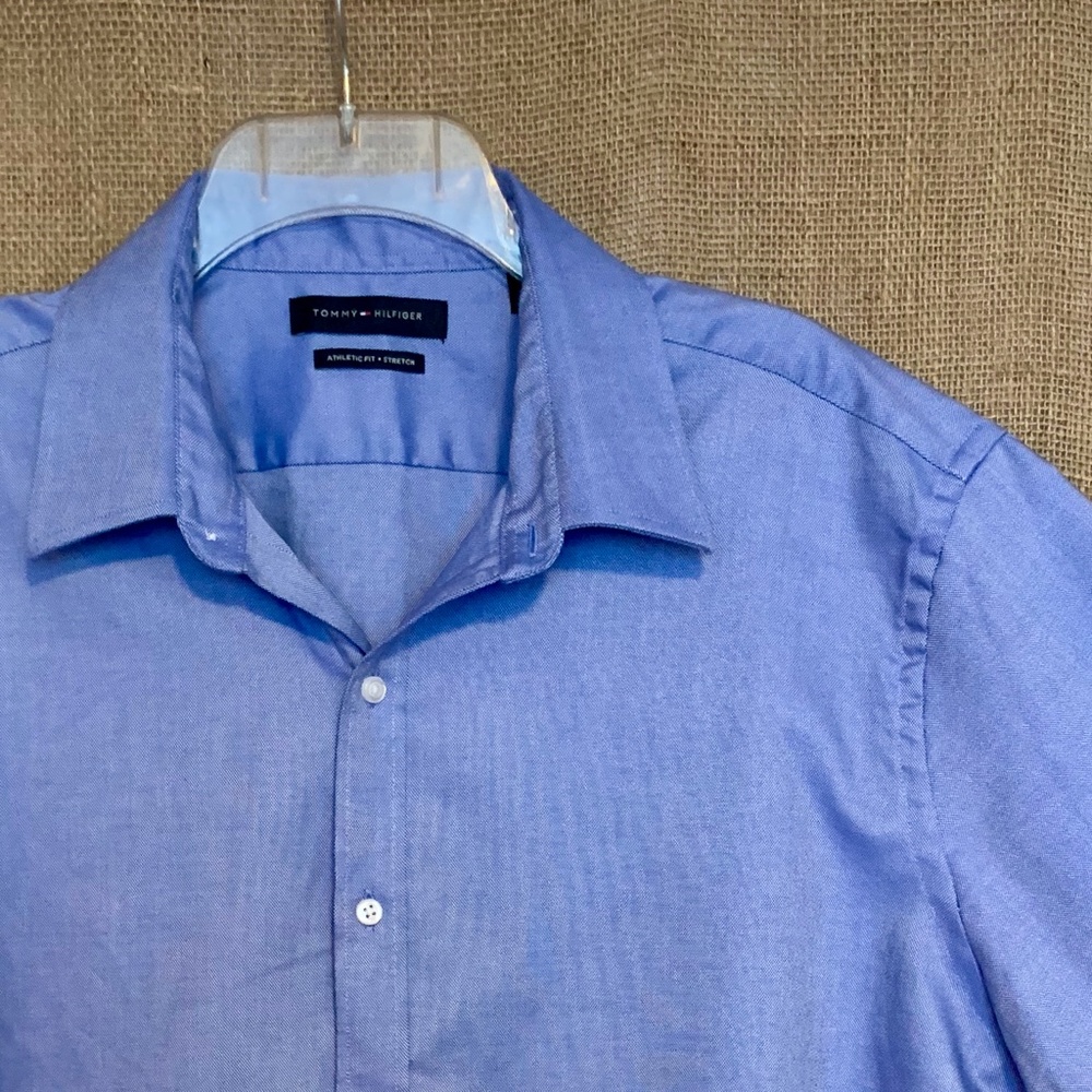 TOMMY HILFIGER Men’s Button Down Dress Shirt Blue